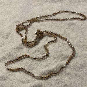 Chic Beaded Necklace in Tan and Silver